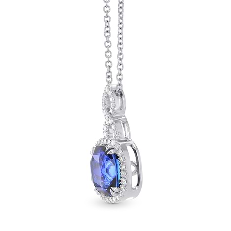 Vivid Blue Cushion Sapphire & Diamond Drop Pendant (3.50Ct TW)