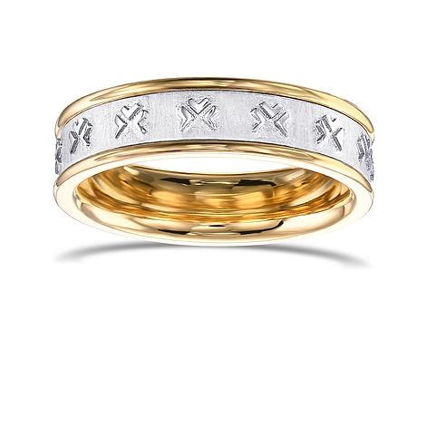 Men's Gold Band Ring with Embossed Leibish Logo, SKU 31801R