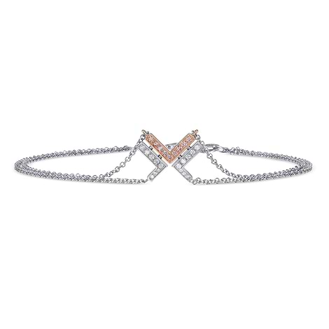 Fancy Pink and White Pave Diamond Leibish Logo Bracelet, SKU 32215R (0.11Ct TW)