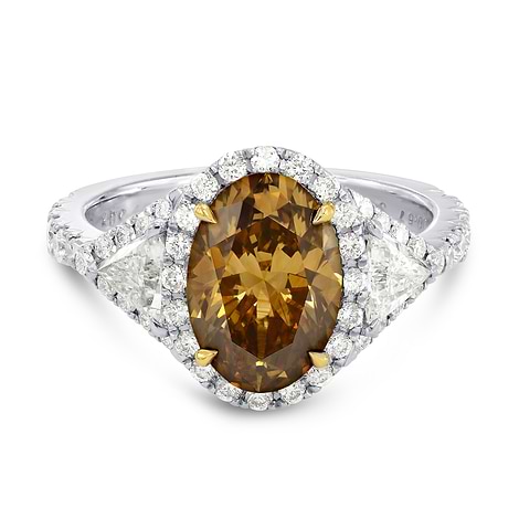 Fancy Dark Yellowish Brown Oval Diamond Ring, SKU 34838 (3.51Ct TW)