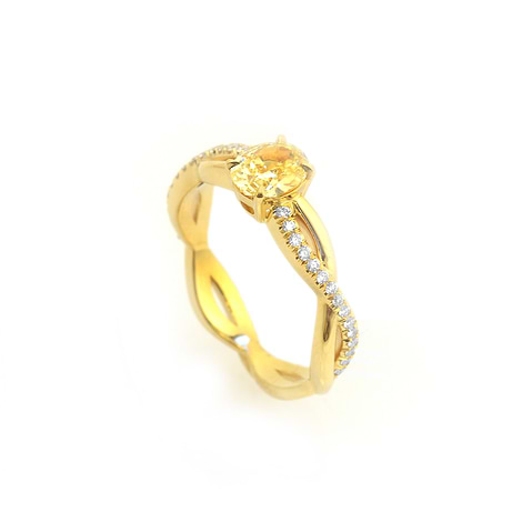 Oval Fancy Light Yellow Diamond Pave Braided Ring, SKU 38274 (0.8Ct TW)