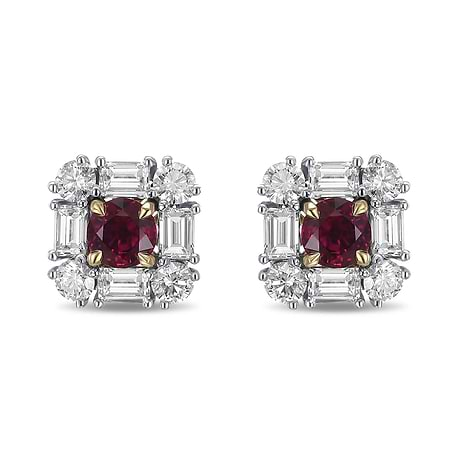 Extraordinary Round Red Ruby and Diamond Halo Stud Earrings, ARTIKELNUMMER 484841 (3,29 Karat TW)