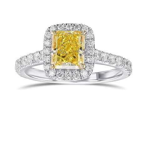 Fancy Intense Yellow Radiant Halo Diamond Ring, SKU 523489 (1.48Ct TW)