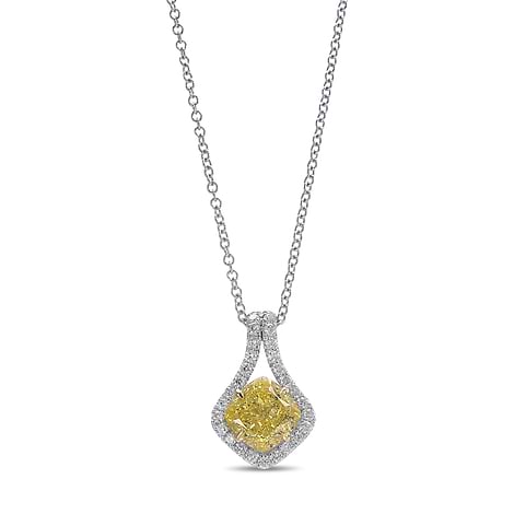 Fancy Yellow Cushion Drop Diamond Pendant, SKU 527941 (1.38Ct TW)