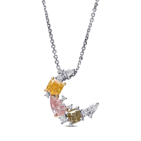 Multi Color Half Moon Diamond Couture Pendant, SKU 550897 (1.28Ct TW)