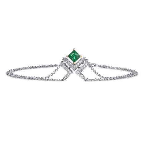 Princess Emerald Leibish Logo Pave Bracelet, SKU 550926 (0.44Ct TW)