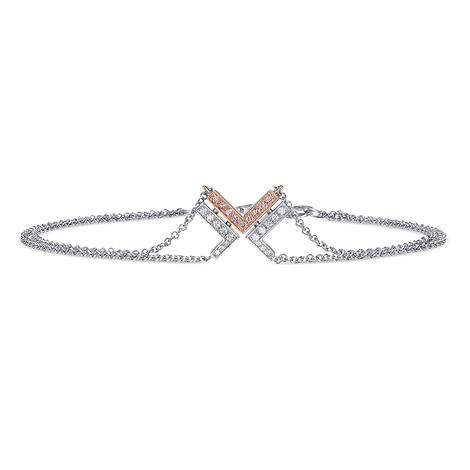 Fancy Pink and White Pave Diamond Leibish Logo Bracelet, SKU 553045 (0.12Ct TW)