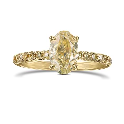 Light Yellow Oval Diamond Side Stones Ring, SKU 556735 (1.60Ct TW)