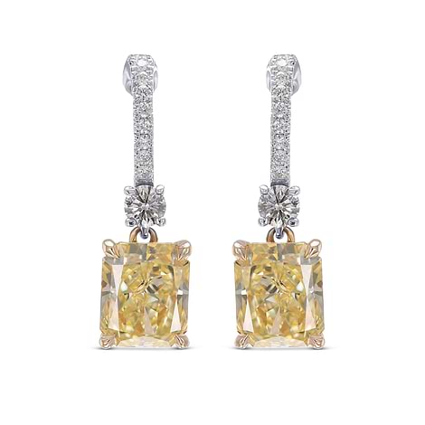 Fancy Light Yellow Radiant Diamond Drop Earrings, SKU 559733 (2.61Ct TW)