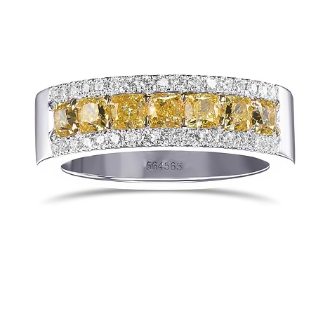 Fancy Intense Yellow Cushion Diamond Band Ring, SKU 564565 (1.33Ct TW)