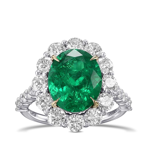 Oval Muzo Emerald and Diamond Halo Ring, SKU 582052 (5.60Ct TW)