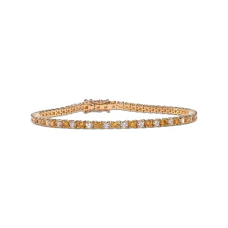 Fancy Vivid Orange Yellow and White Round Diamond Tennis Bracelet, SKU 582897 (3.43Ct TW)