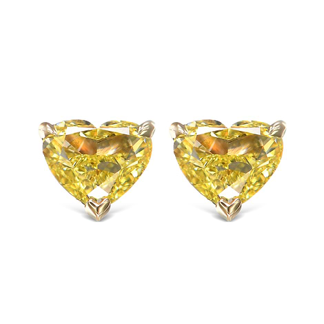 Fancy Intense Yellow Heart Diamond Stud Earrings, SKU 584754 (1.40Ct TW)