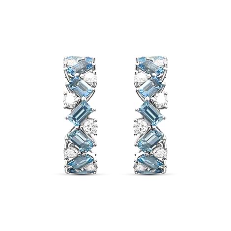 Aquamarine and Diamond Hoop Earrings, SKU 586539 (5.51Ct TW)