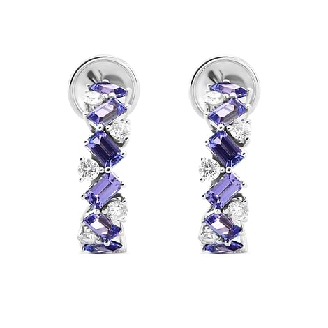 Tanzanite and Diamond Hoop Earrings, SKU 586542 (6.80Ct TW)
