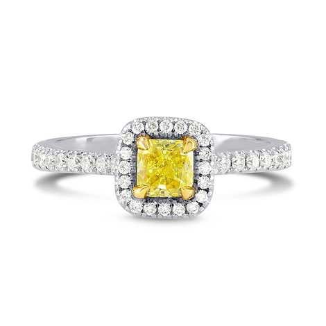 Fancy Intense Yellow Radiant Diamond Halo Ring, SKU 59238 (0.86Ct TW)