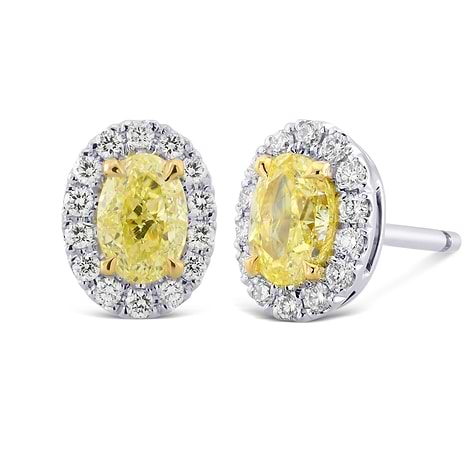 Fancy Yellow Oval Halo Diamond Earrings, ARTIKELNUMMER 628841 (1,23 Karat TW)