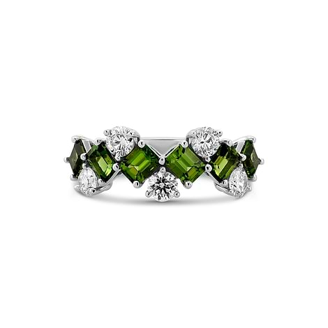 Green Tourmaline and Diamond Band Ring, SKU 635999 (1.88Ct TW)