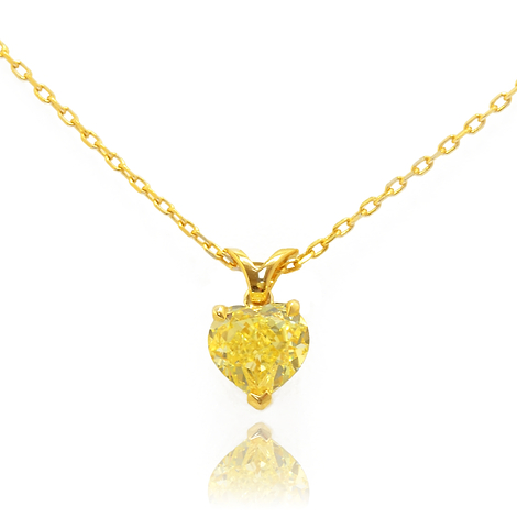 Fancy Intense Yellow Heart Diamond Solitaire Pendant, SKU 73412 (1.24Ct TW)