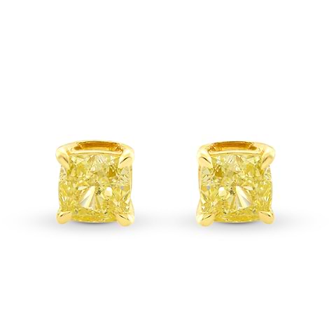 1.05Ct TW, Fancy Yellow Cushion Diamond Stud Earrings, SKU 96851 (1.05Ct TW)
