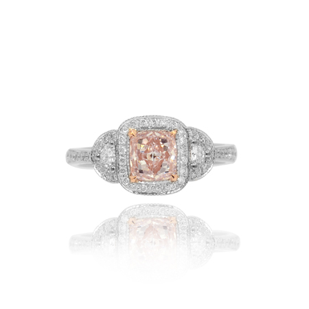 Very Light Pink Cushion Diamond Engagement Ring, SKU 38823 (1.3Ct TW)