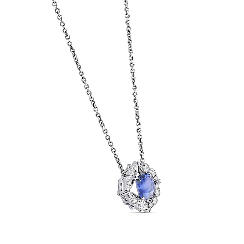 Sapphire Floral Halo Pendant, SKU 103541 (1.47Ct TW)