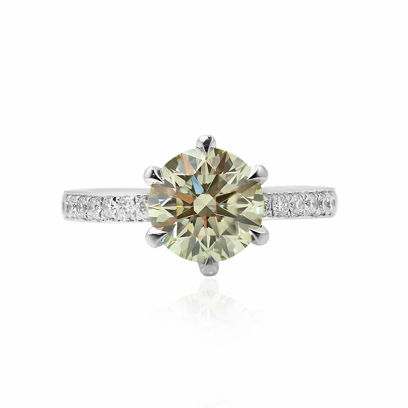 Fancy Light Grayish Yellowish Green Diamond Ring