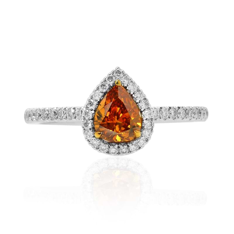 Fancy Deep Brownish Yellowish Orange Pear Diamond Halo Ring