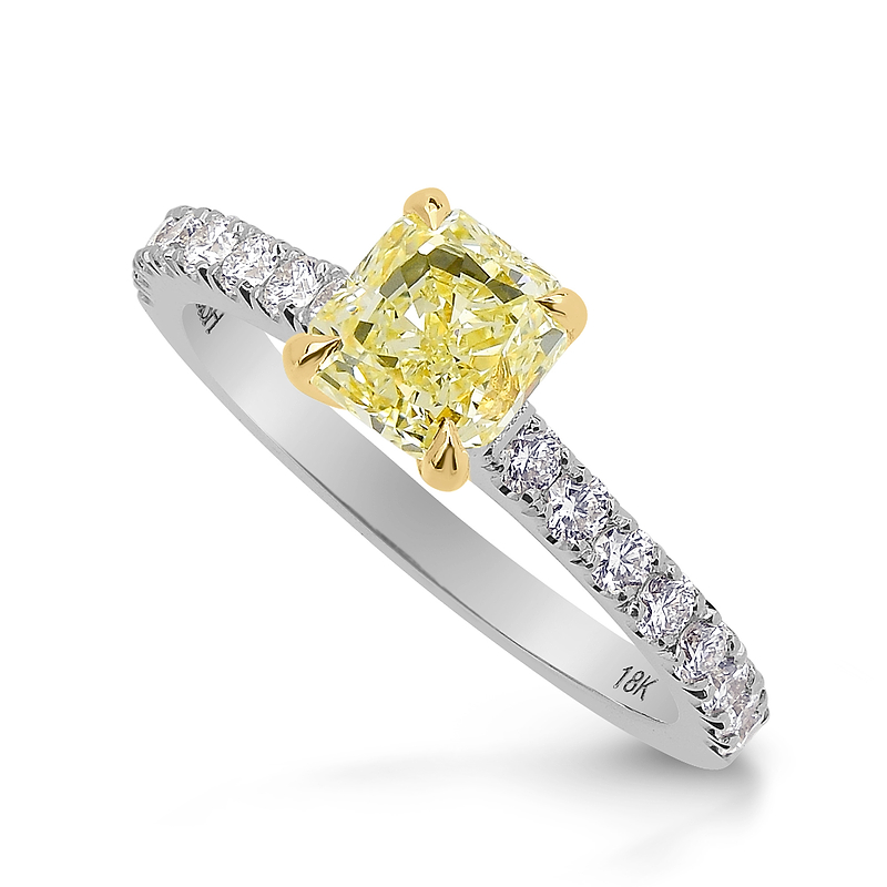 Four Prong Cushion Diamond & Pave Ring Setting, SKU 1132S  - 2