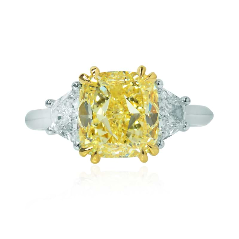 Fancy Yellow Cushion & Triangle Diamond Ring