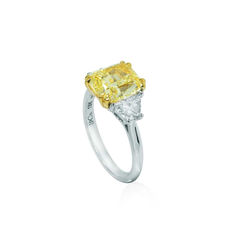 Fancy Yellow Cushion & Triangle Diamond Ring