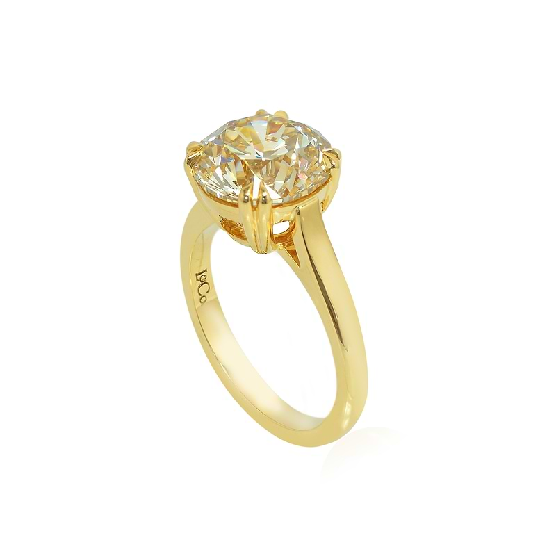 Fancy Light Brown Yellow Round Diamond Solitaire Ring