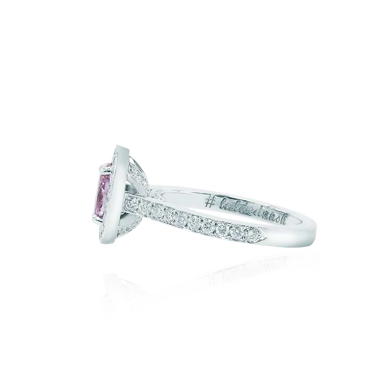 Oval Fancy Purplish Pink Diamond Halo Ring