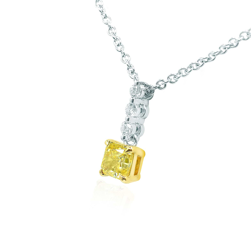Fancy Intense Yellow Radiant Diamond Drop Pendant