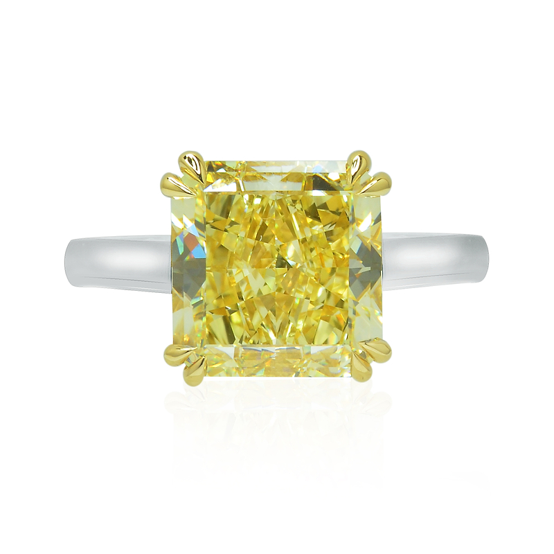 7.51cts Radiant Fancy Yellow Solitaire Ring