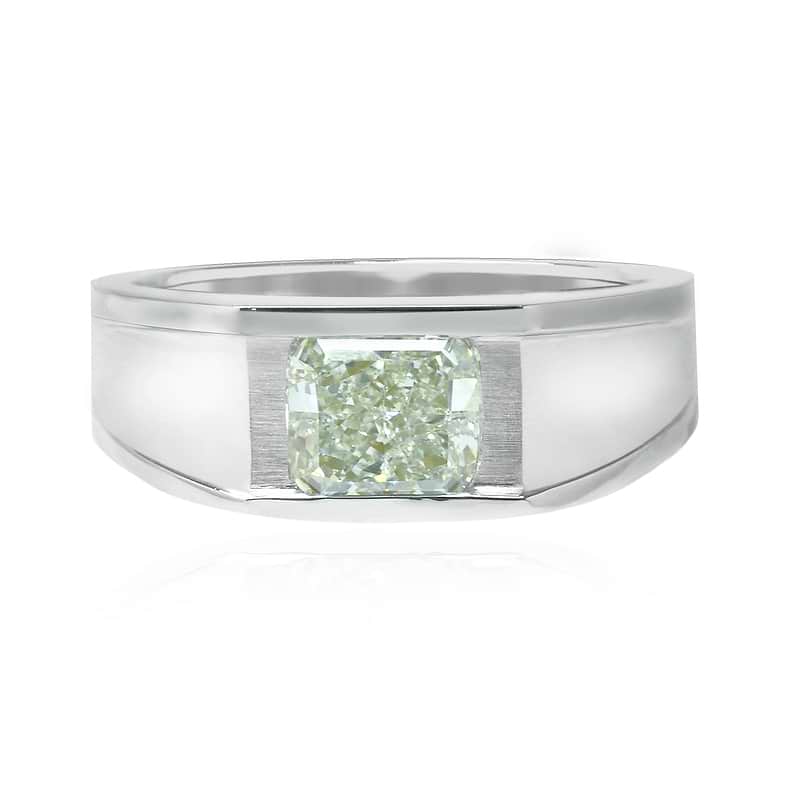 Light Green Radiant Men's Ring Solitaires