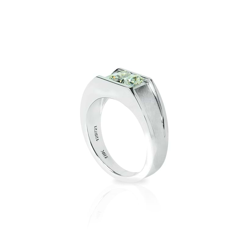 Light Green Radiant Men's Ring Solitaires