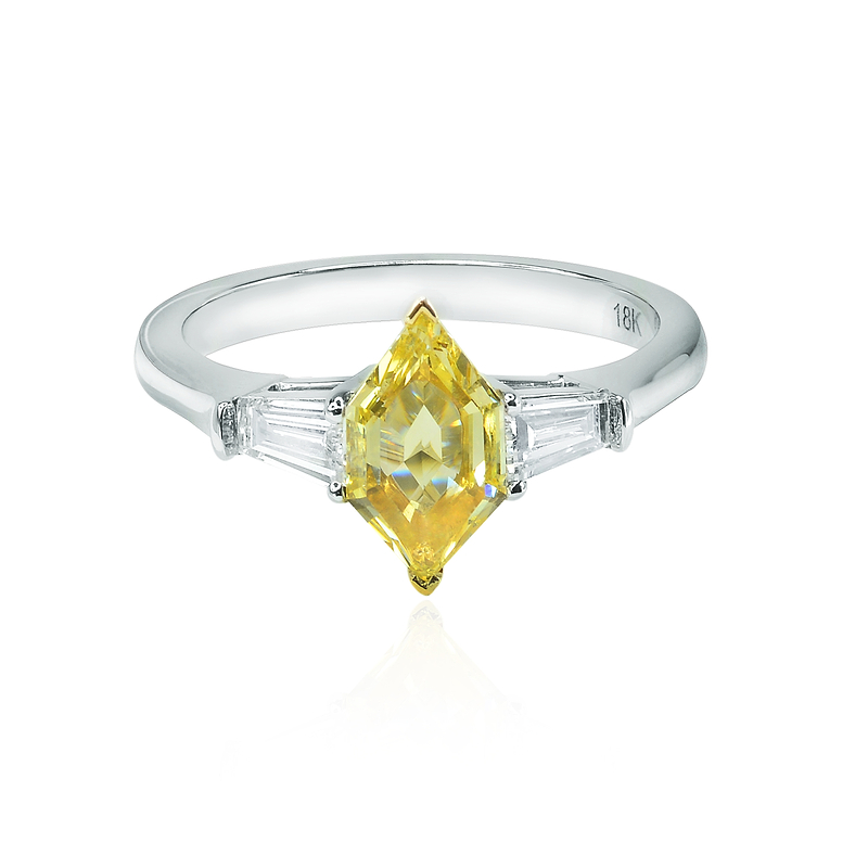 Fancy Yellow Hexagonal and Taper diamond Ring