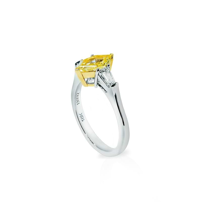 Fancy Yellow Hexagonal and Taper diamond Ring