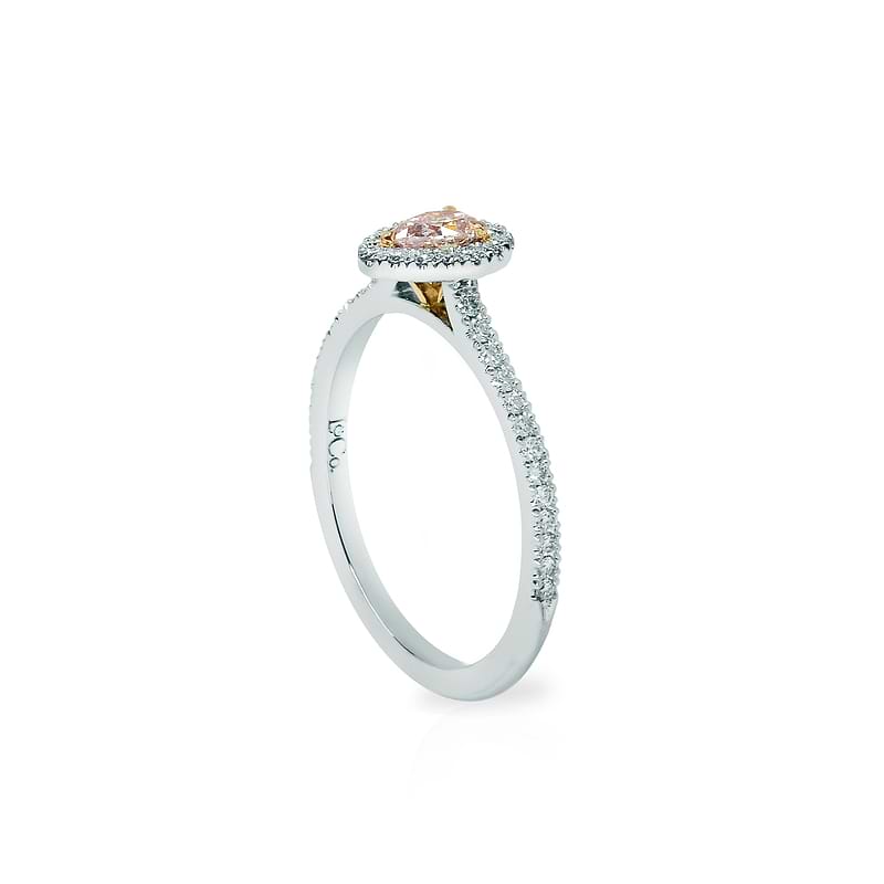 Light Pink Pear Diamond Halo Ring
