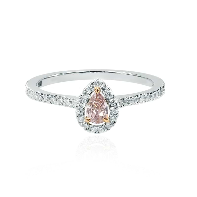 Light Pink Pear Diamond Halo Ring