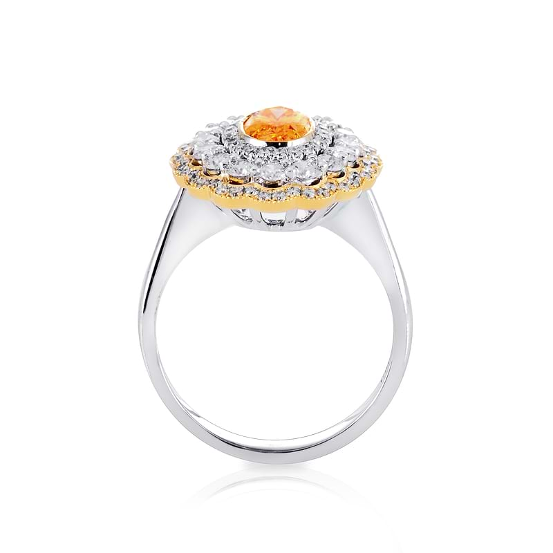 Fancy Vivid Orange Couture Diamond Triple Halo Ring