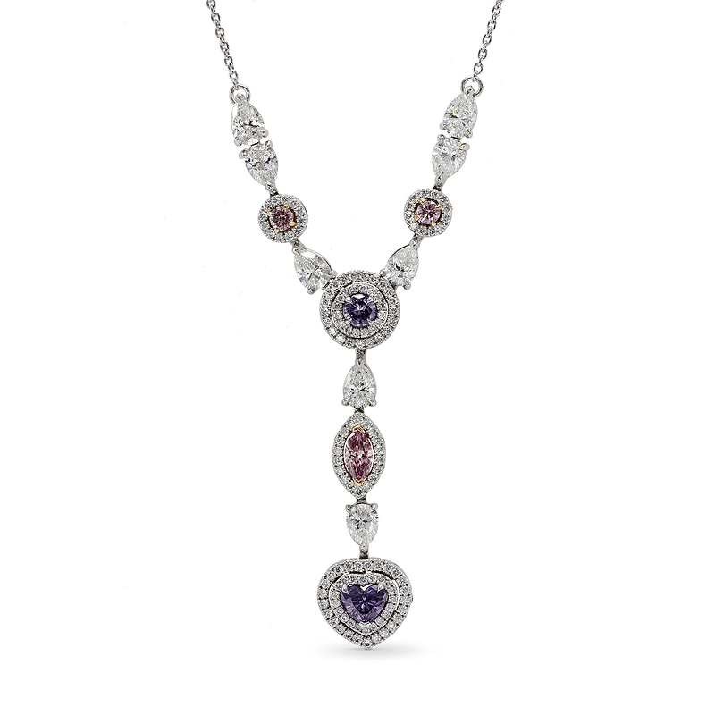 Violet and Intense Pink Diamond Necklace, SKU 141940 (3.21Ct TW)