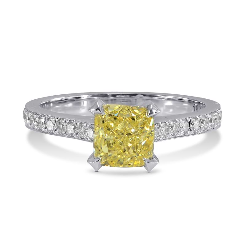 Fancy Yellow Cushion Diamond Ring, SKU 152224 (1.84Ct TW)