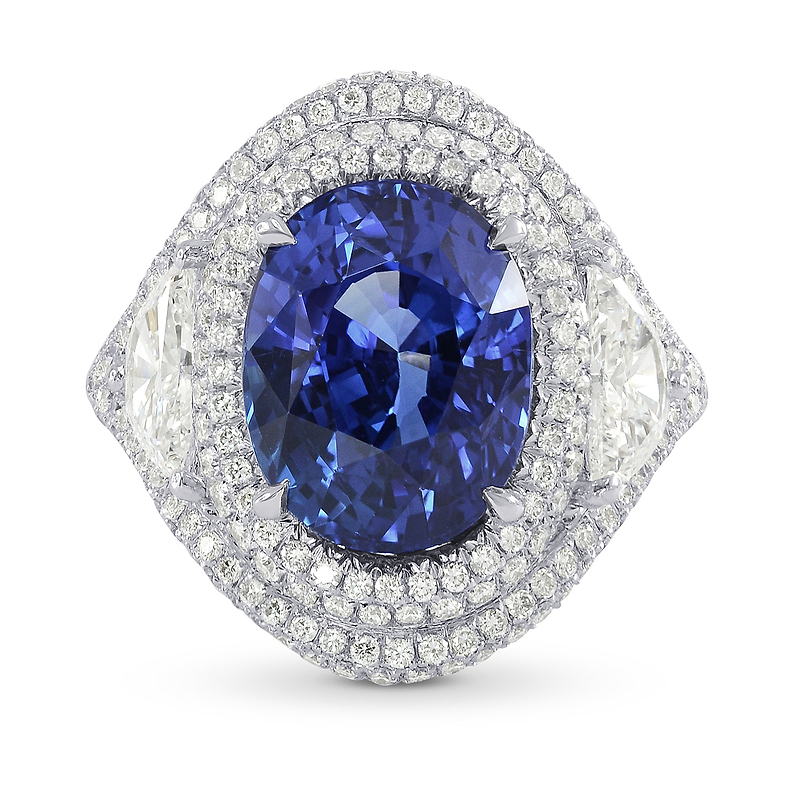 Platinum 6.66 Carat Oval Sapphire & Diamond Ring, SKU 159081 (8.23Ct TW)
