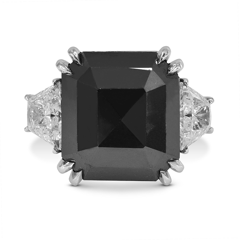 Black Diamond Emerald Cut Diamond Ring, SKU 159579 (14.61Ct TW)