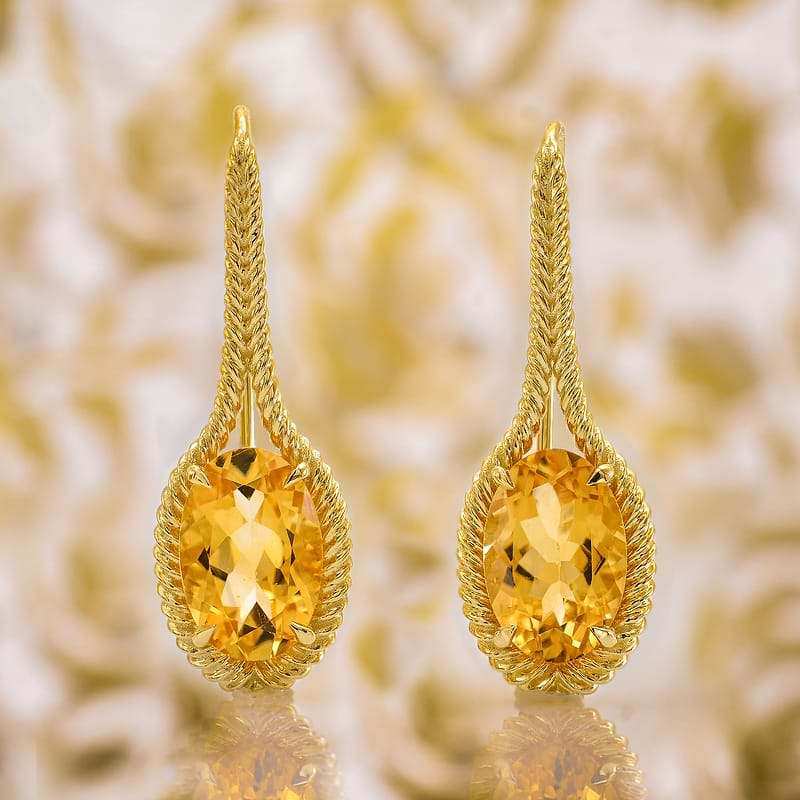 Oval Citrine Drop Earrings, SKU 248584 (6.11Ct TW)