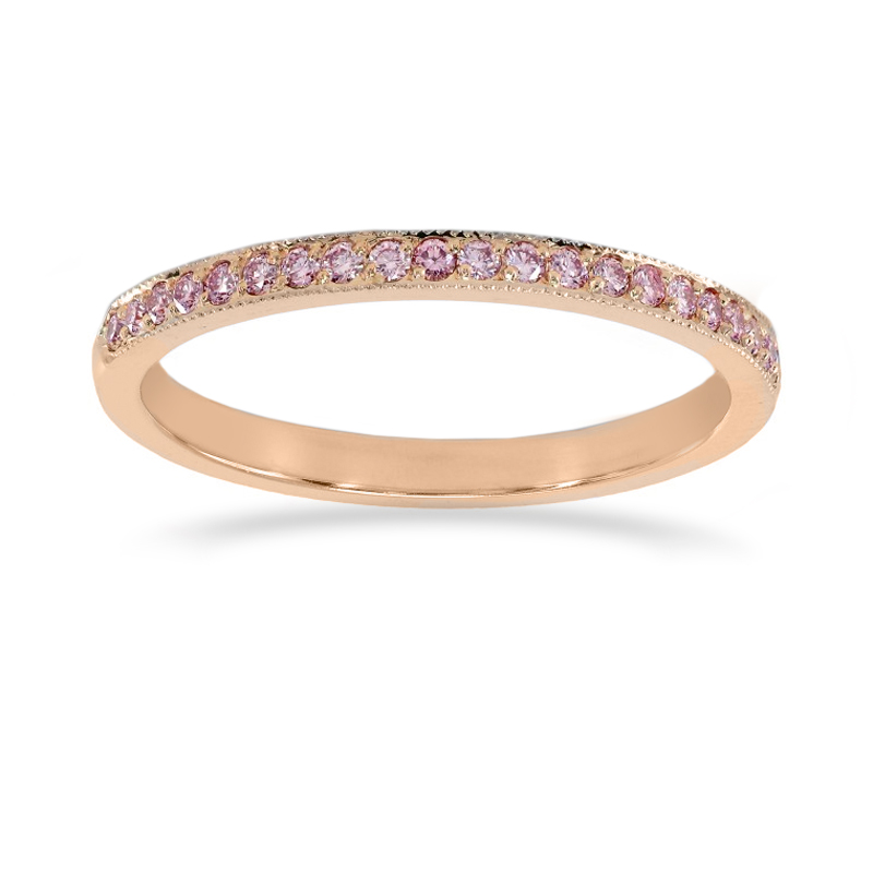 Rose Gold Fancy Light Pink Diamond Half-Eternity Milgrain Wedding Band Ring, ARTIKELNUMMER 24936R (0,25 Karat TW)