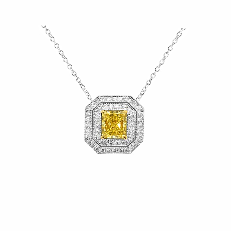 Fancy Intense Yellow Cushion Diamond Cut-corner Pendant, ARTIKELNUMMER 24954R (0,70 Karat TW)