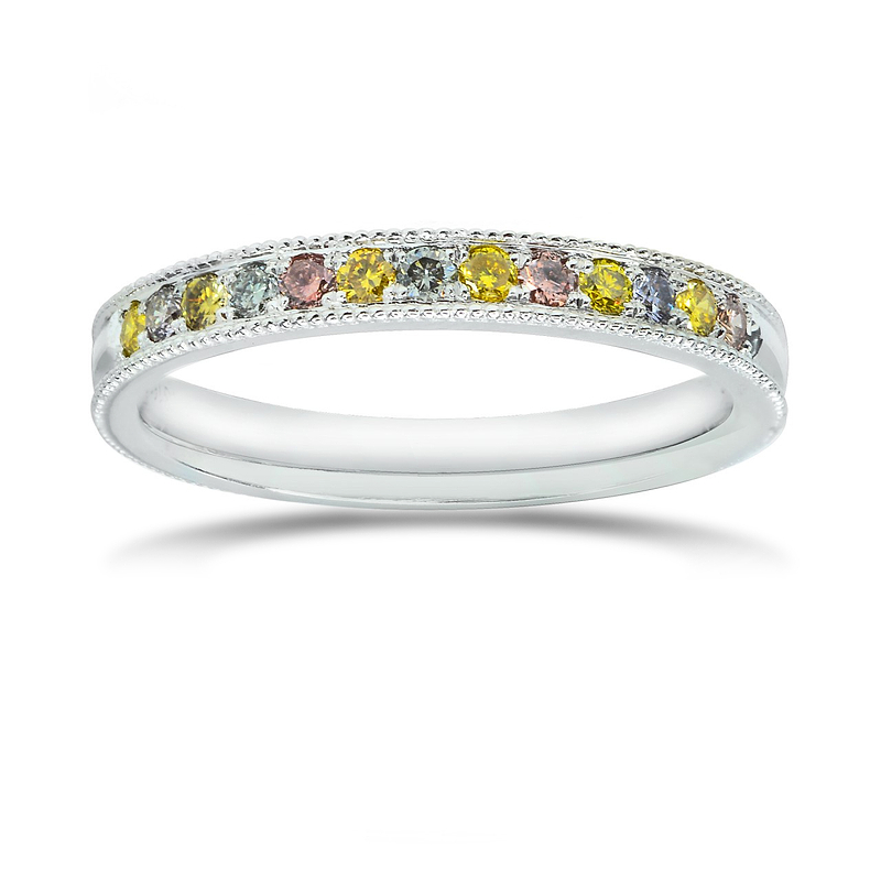 Milgrain Multicolored Diamond Stackable Band Ring, ARTIKELNUMMER 25539R (0,25 Karat TW)